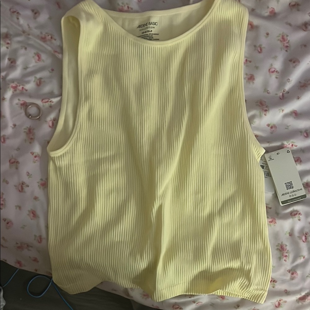 Ardene Yellow Ribbed Sleeveless Muscle Tee
